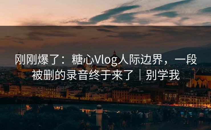 刚刚爆了：糖心Vlog人际边界，一段被删的录音终于来了｜别学我