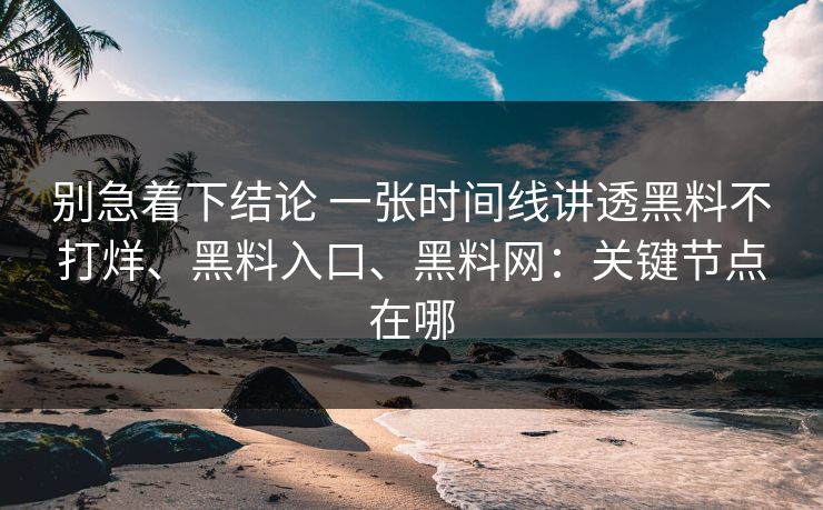 别急着下结论 一张时间线讲透黑料不打烊、黑料入口、黑料网：关键节点在哪