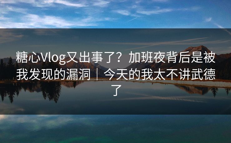 糖心Vlog又出事了？加班夜背后是被我发现的漏洞｜今天的我太不讲武德了