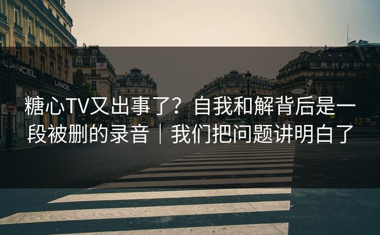 糖心TV又出事了？自我和解背后是一段被删的录音｜我们把问题讲明白了
