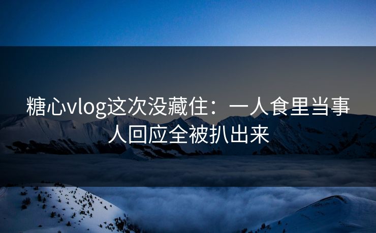 糖心vlog这次没藏住：一人食里当事人回应全被扒出来