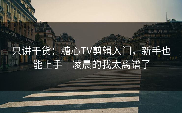 只讲干货：糖心TV剪辑入门，新手也能上手｜凌晨的我太离谱了