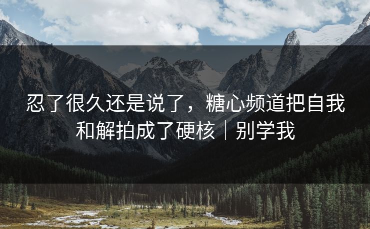 忍了很久还是说了，糖心频道把自我和解拍成了硬核｜别学我