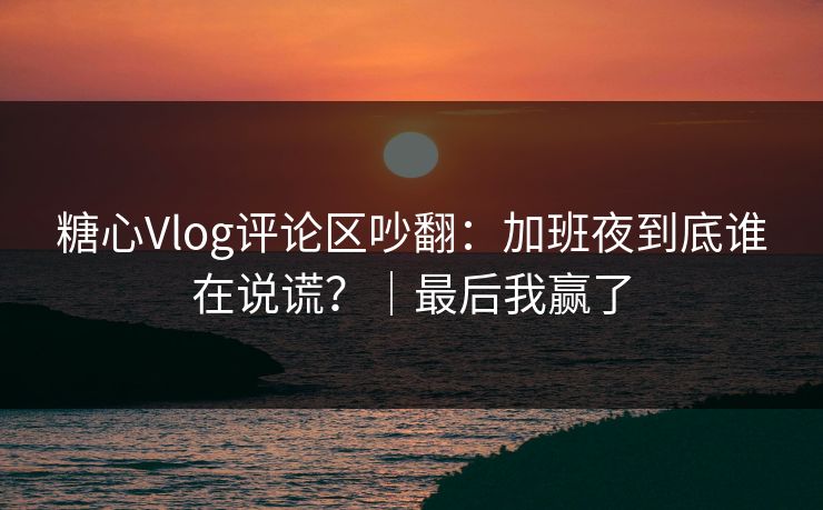 糖心Vlog评论区吵翻：加班夜到底谁在说谎？｜最后我赢了