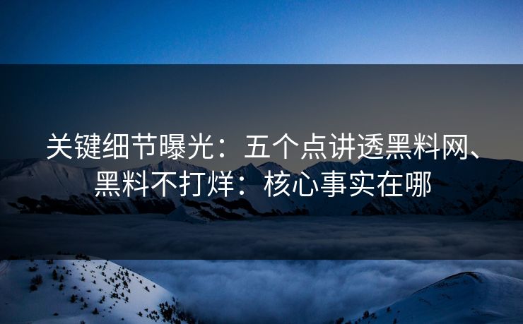 关键细节曝光：五个点讲透黑料网、黑料不打烊：核心事实在哪