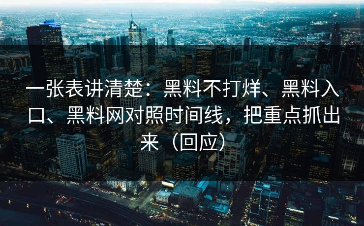 一张表讲清楚：黑料不打烊、黑料入口、黑料网对照时间线，把重点抓出来（回应）