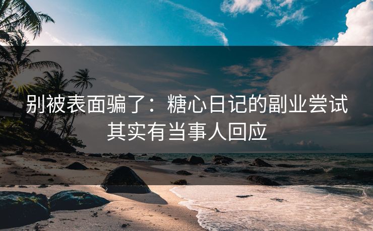 别被表面骗了：糖心日记的副业尝试其实有当事人回应