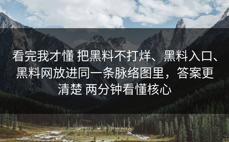 看完我才懂 把黑料不打烊、黑料入口、黑料网放进同一条脉络图里，答案更清楚 两分钟看懂核心