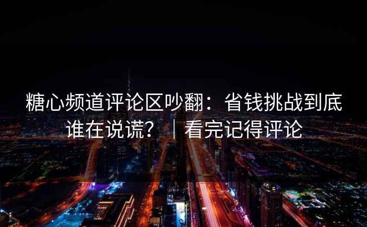 糖心频道评论区吵翻：省钱挑战到底谁在说谎？｜看完记得评论