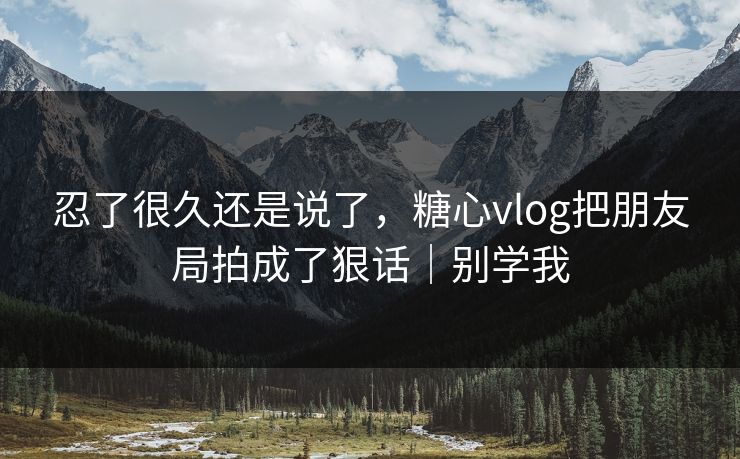 忍了很久还是说了，糖心vlog把朋友局拍成了狠话｜别学我