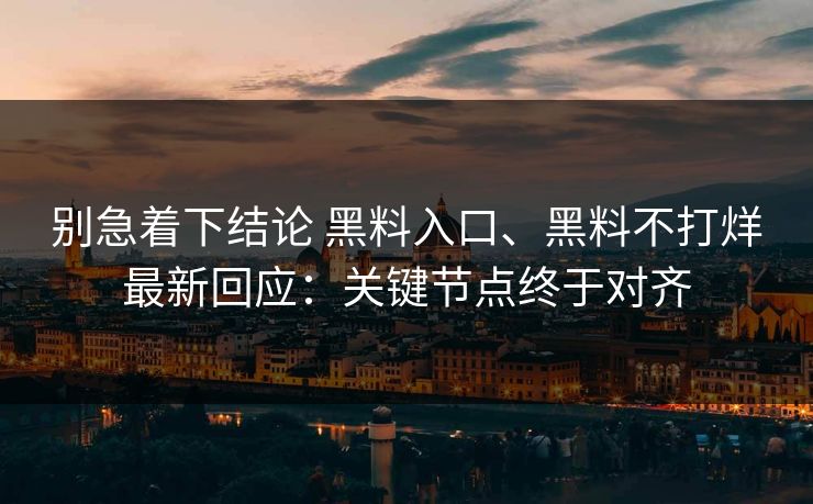 别急着下结论 黑料入口、黑料不打烊最新回应：关键节点终于对齐